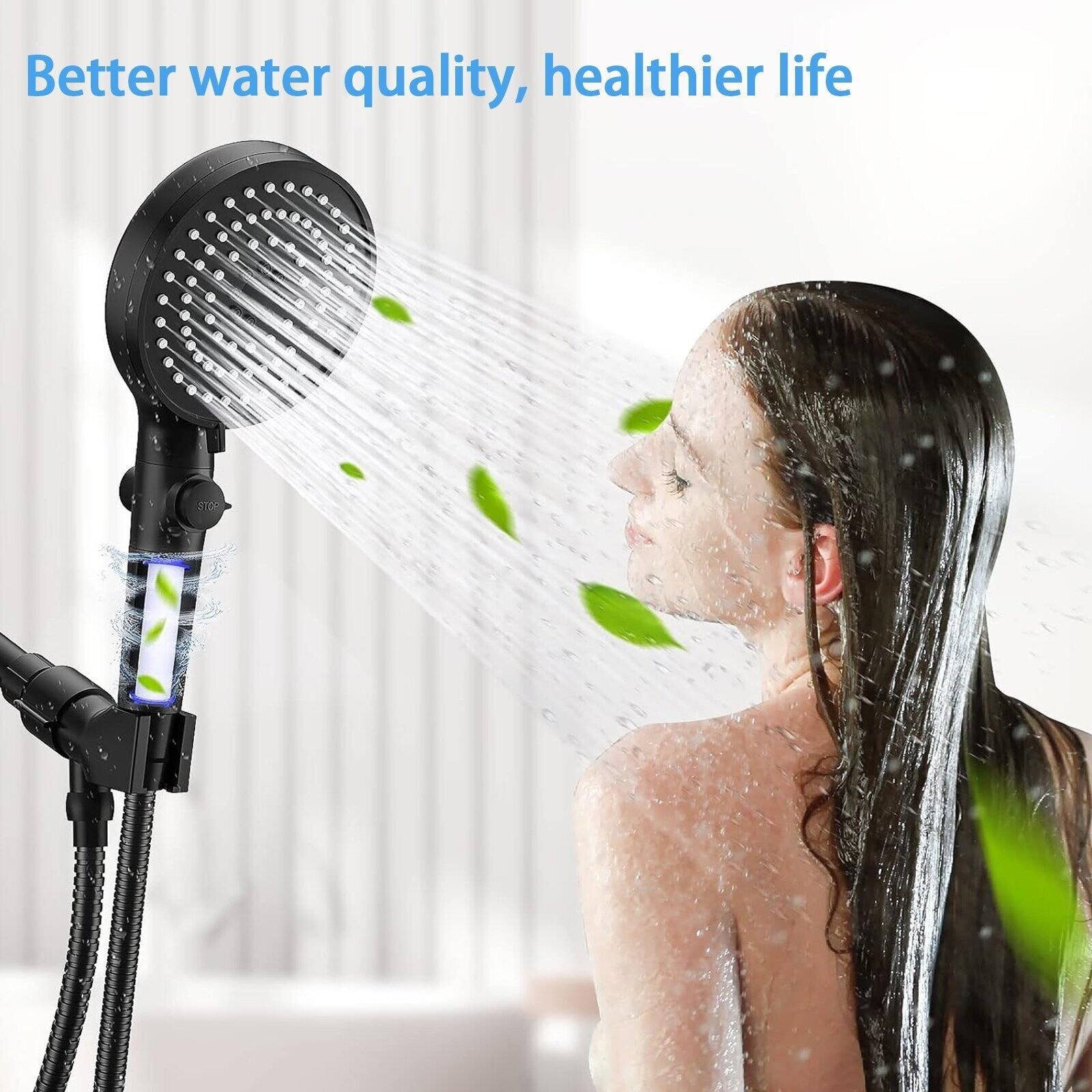 Bath Shower Head High Pressure 5 Mode Large Chrome Handset Heads Water Saving UK