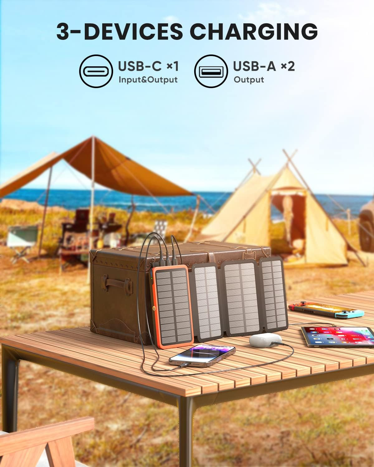 1O000000mAh Solar Power Bank Waterproof 2USB LED Battery Charger For Cell Phone — foto 6