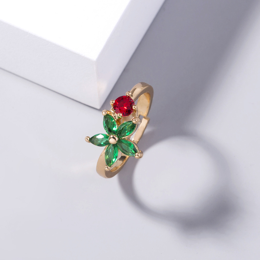 Title 4, Fashion Gold 5-petal Flower Color Ring Female