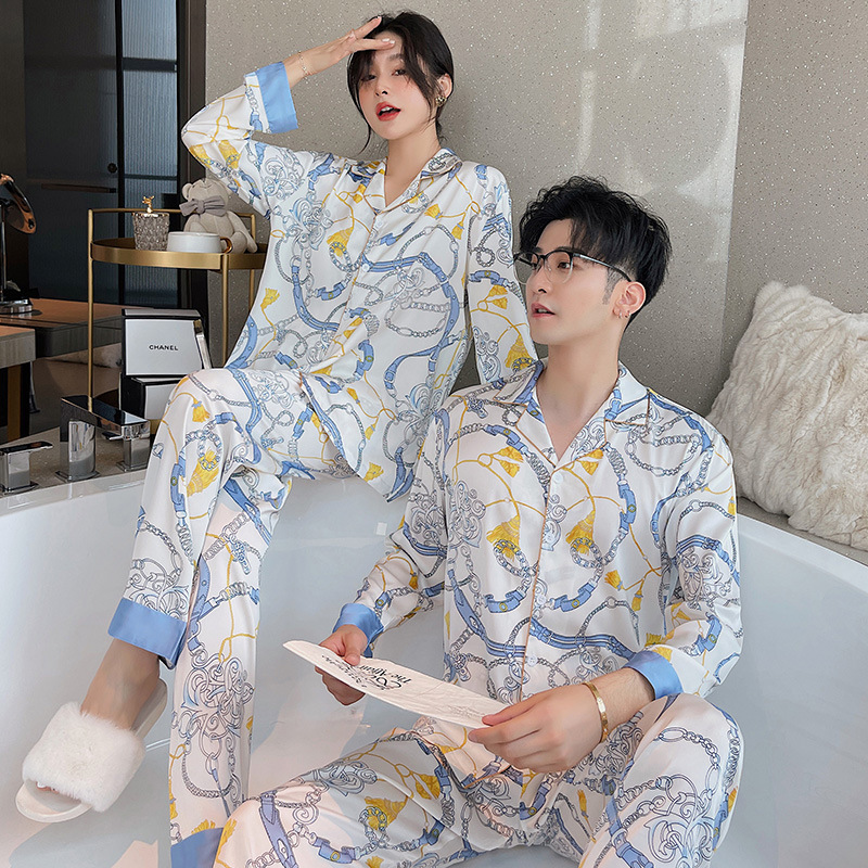 Title 3, Spring And Autumn Ice Silk Pajamas Male Couple ...