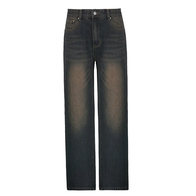 Women's Fashionable Retro Straight Jeans - Blue