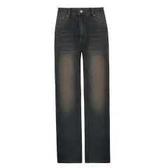 Women's Fashionable Retro Straight Jeans - Blue - View 1