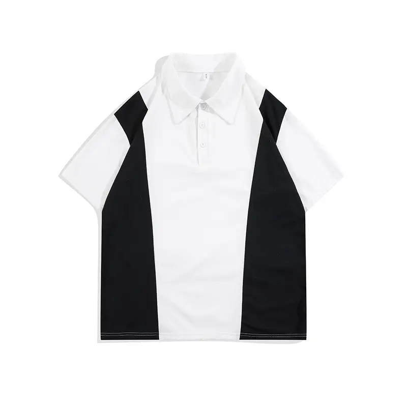 Men's Fashion Black And White Splicing Short Sleeve