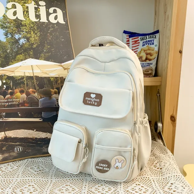 Cute Campus Preppy Backpack Large Capacity Multi pocket Bags Women Primary Junior High School Students Schoolbags White - Shop at LoveMi