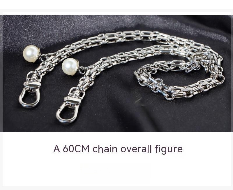 Title 6, 12mm Wide Silver With Pearl Bag With Chain Shou...