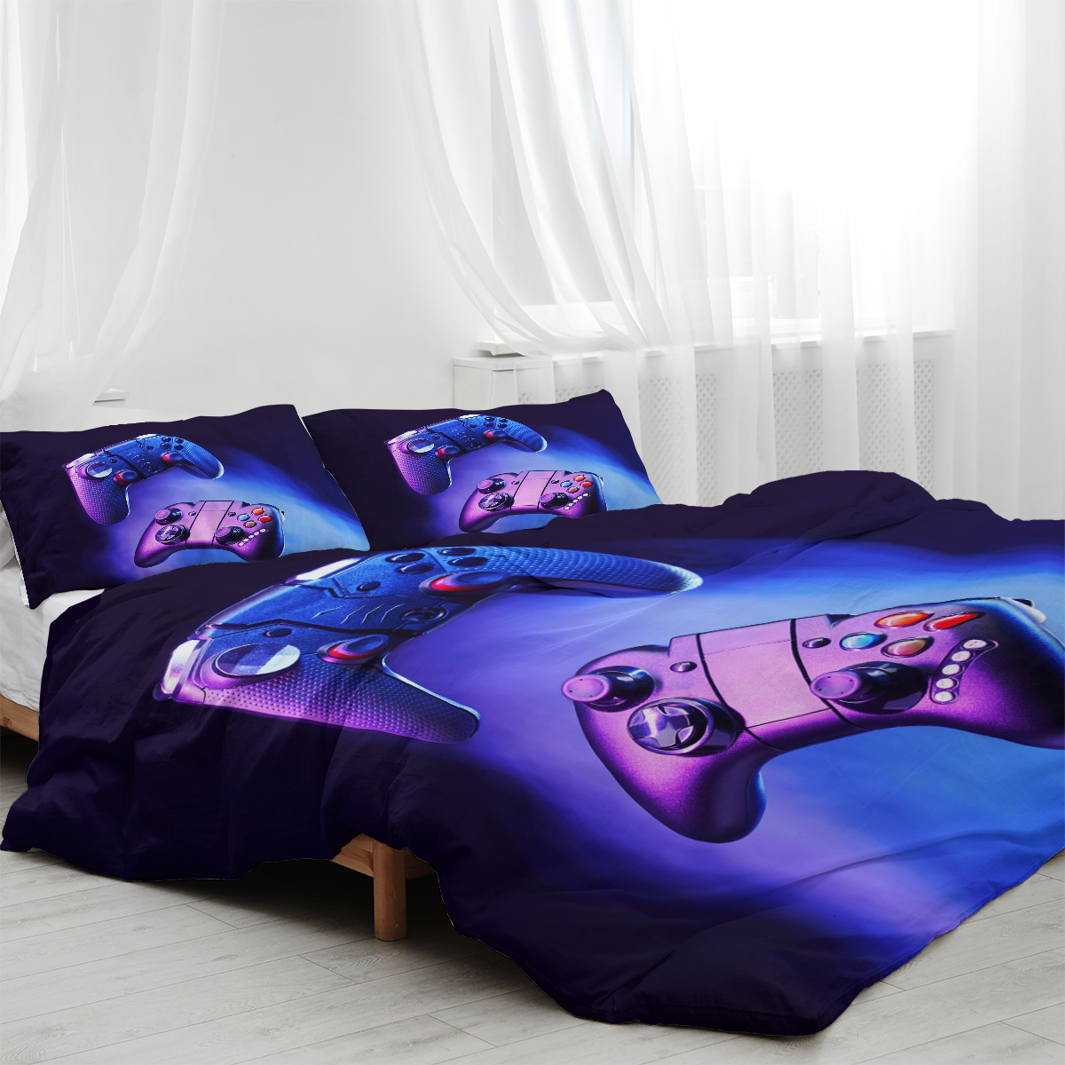 Boys Gamer Duvet Cover Set,Gamepad Bedding Set Kids Young Man Video Games Down... 3