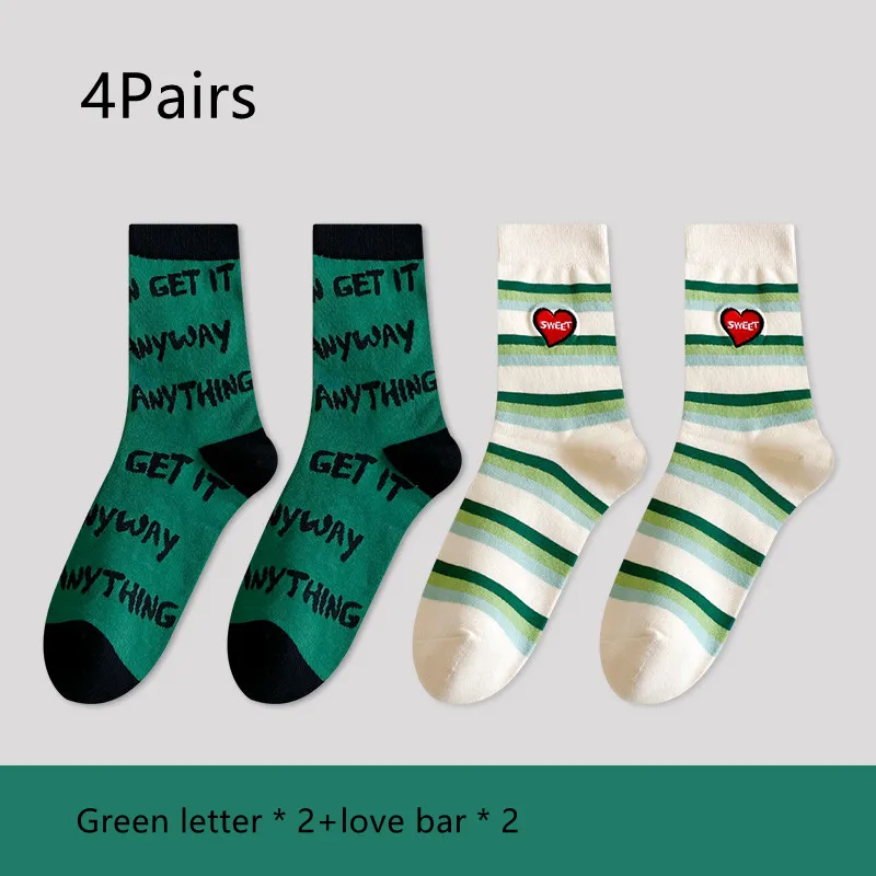 Green Women's Spring And Autumn Stockings - 4Pairs C