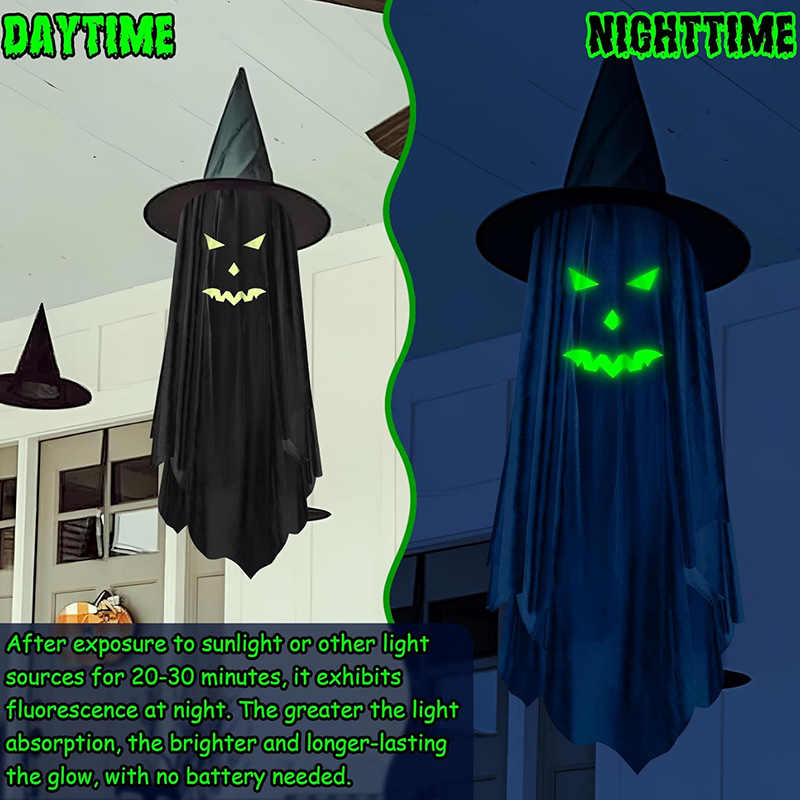 Chapeau de Sorcière Fantôme Phosphorescent Halloween — Déco Jardin 5