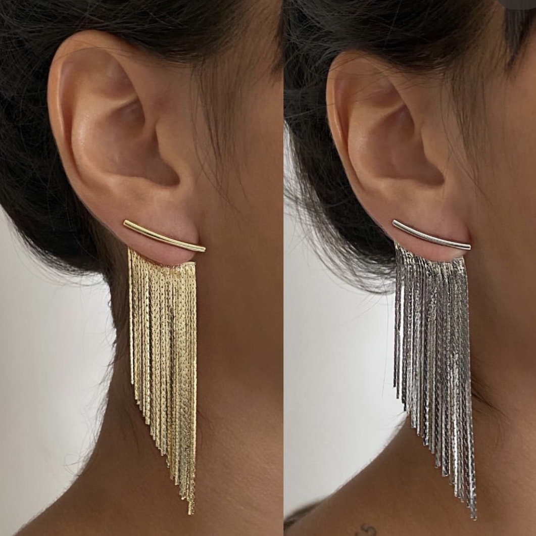 Gold Tassel Long Earrings