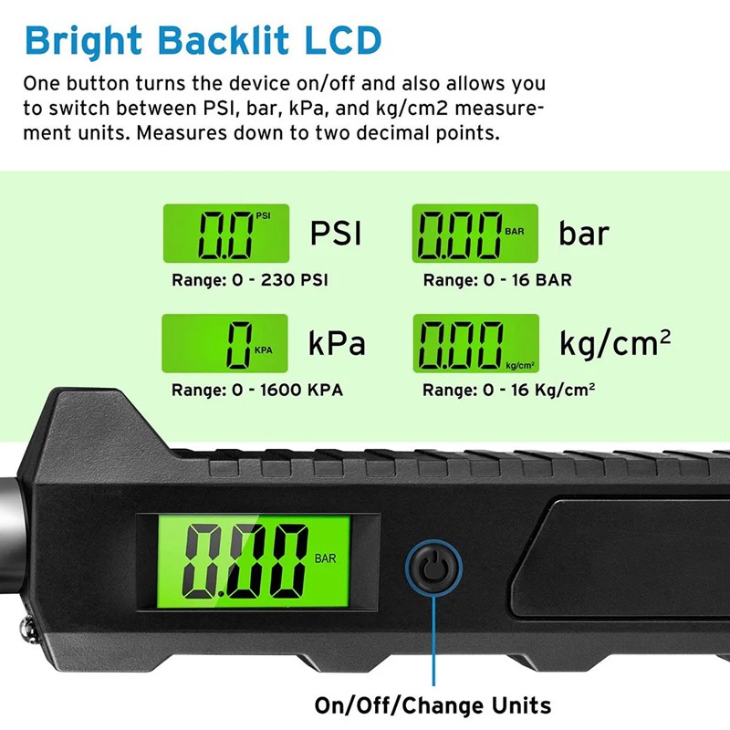 Digital Tyre Pressure Gauge 230 PSI RV Heavy Duty Dual Head For Truck Car LCD UK — image 6