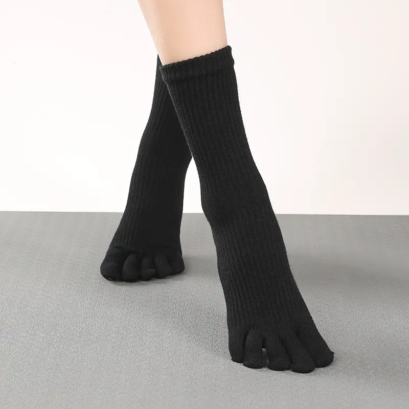 Women's Pure Cotton Non-slip Long Tube Five-finger Socks