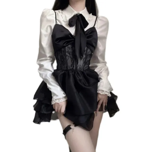 Women's Fashion Lace Halter Shirt Dress Set Shirt And Dress L - Shop at LoveMi