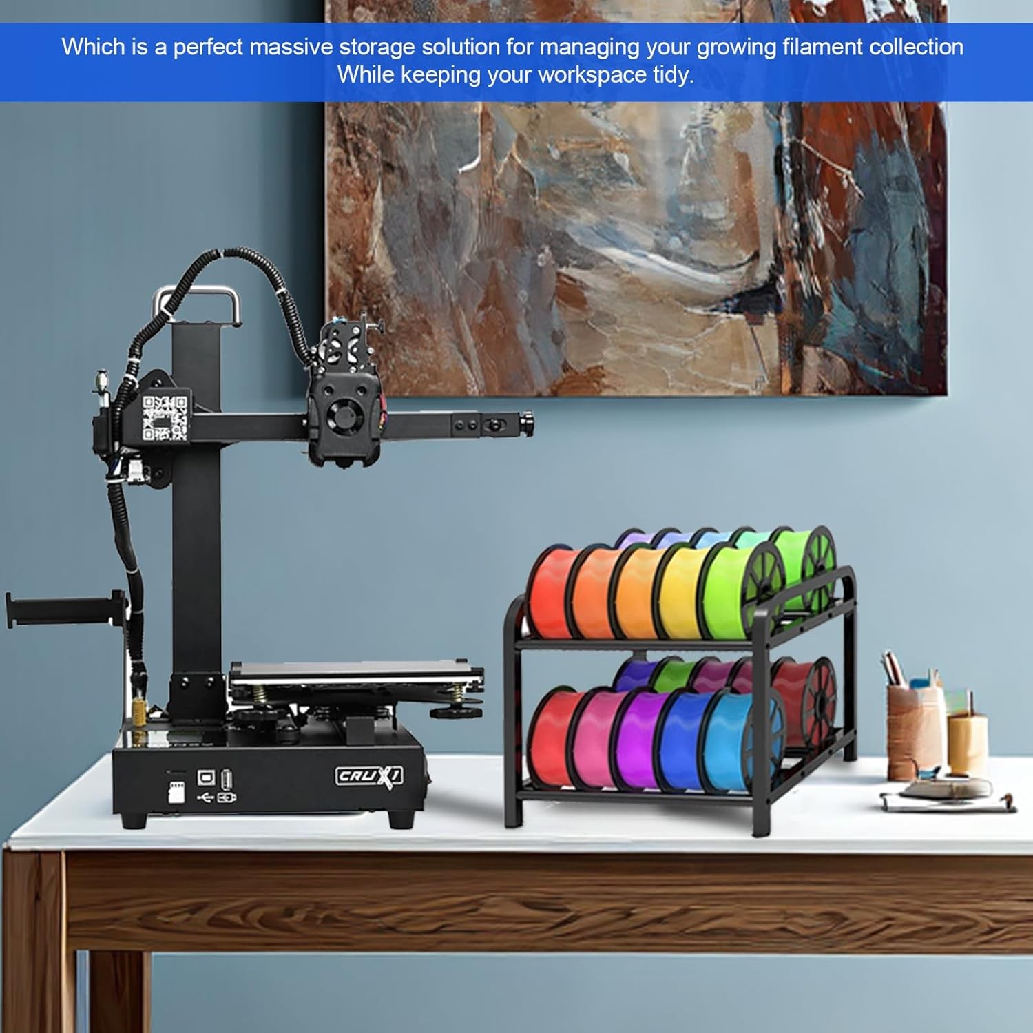 3D Printer Filament Storage Rack Desktop 2-Tier Organizer For Filament Spools