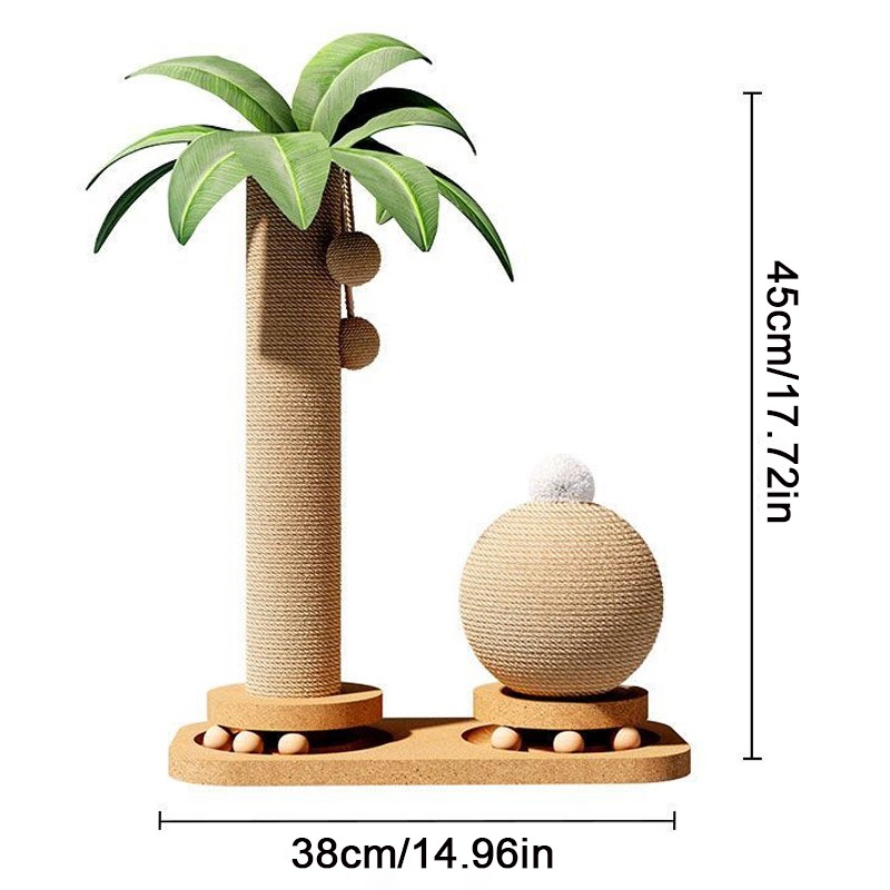 Cat Tree Tower Scratcher With Sisal Poles & 2 Dangling Balls — image 6
