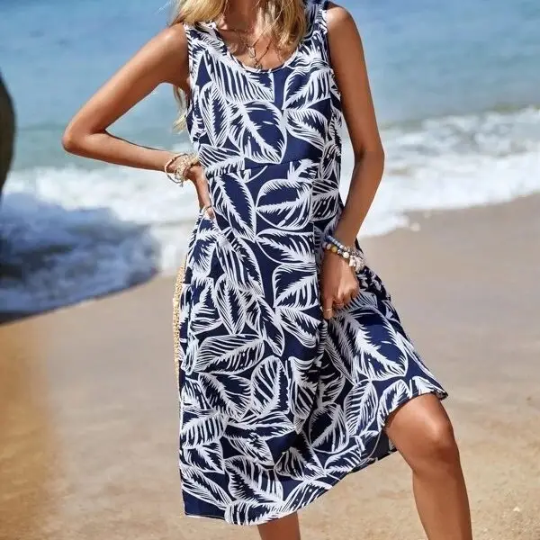 Women's Summer Loose Short Sleeves Printed Dress
