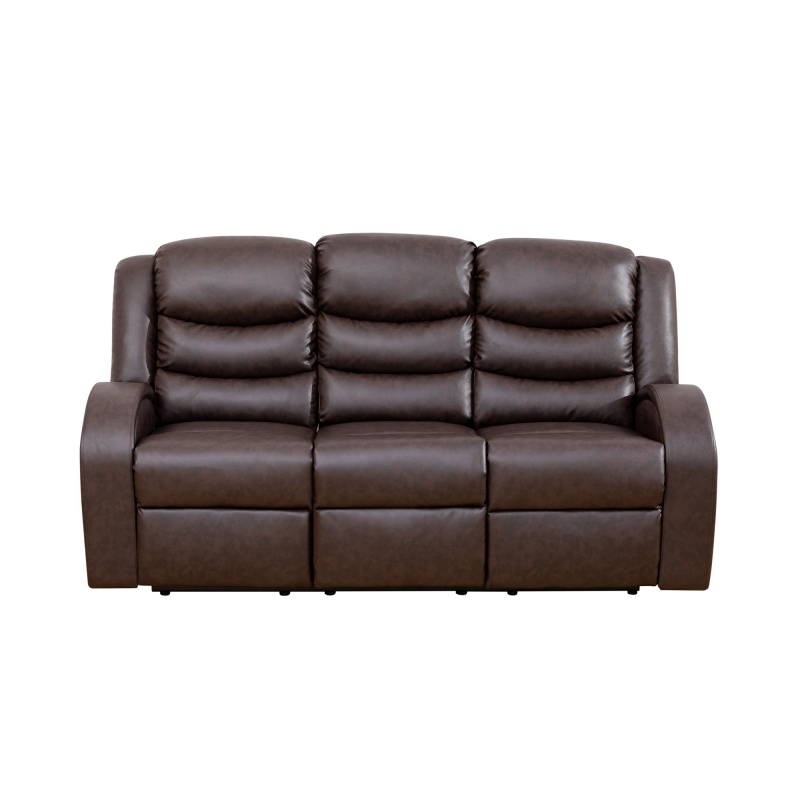 Pickup Only--Brown Faux Synthetic Leather 3-Piece Couch Living Room Sofa Set