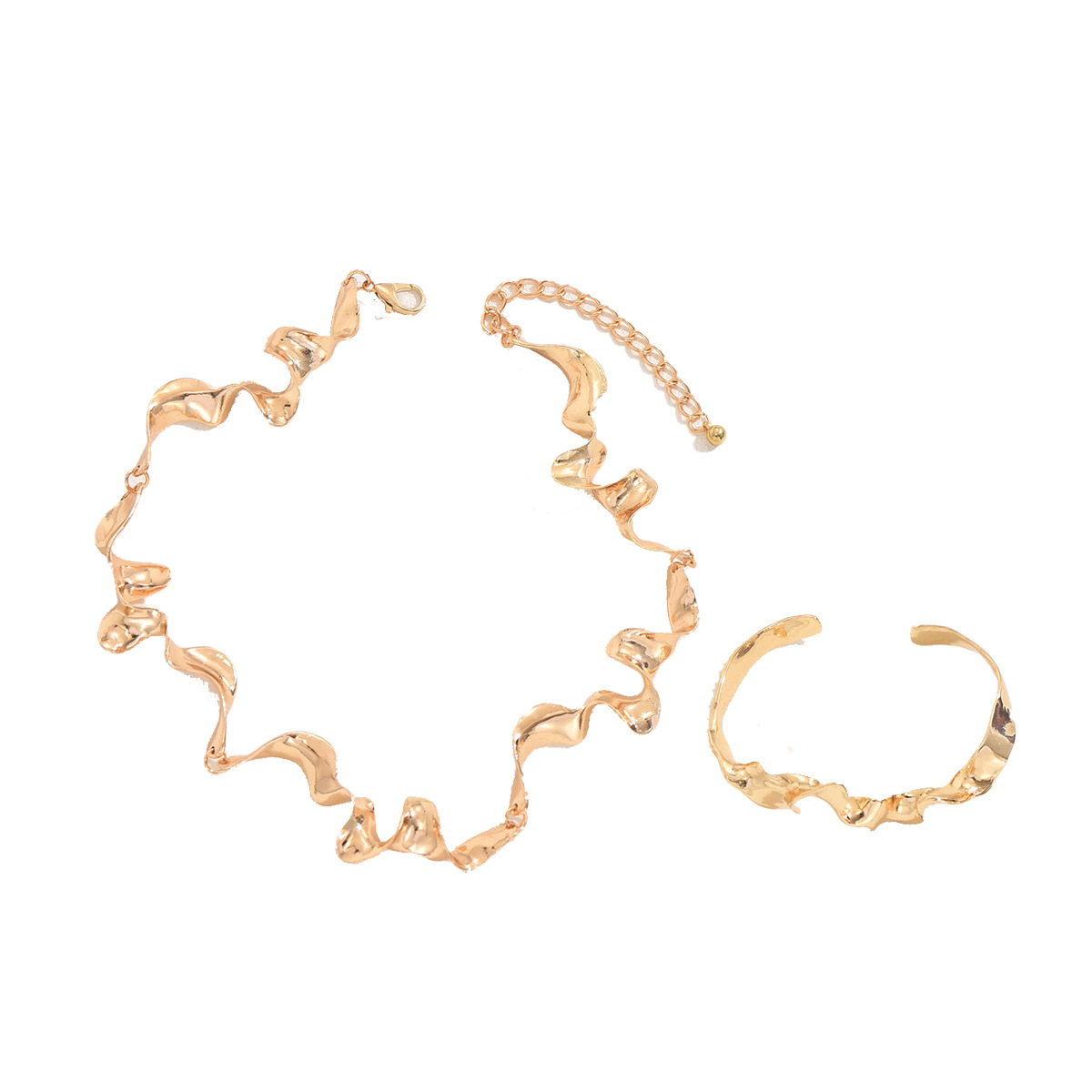 2026 New Arrival European American Hip Hop Women Jewelry Set, Niche Geometric Design Matching Bracelet & Necklace, High-end Versatile Metal Chain Accessories