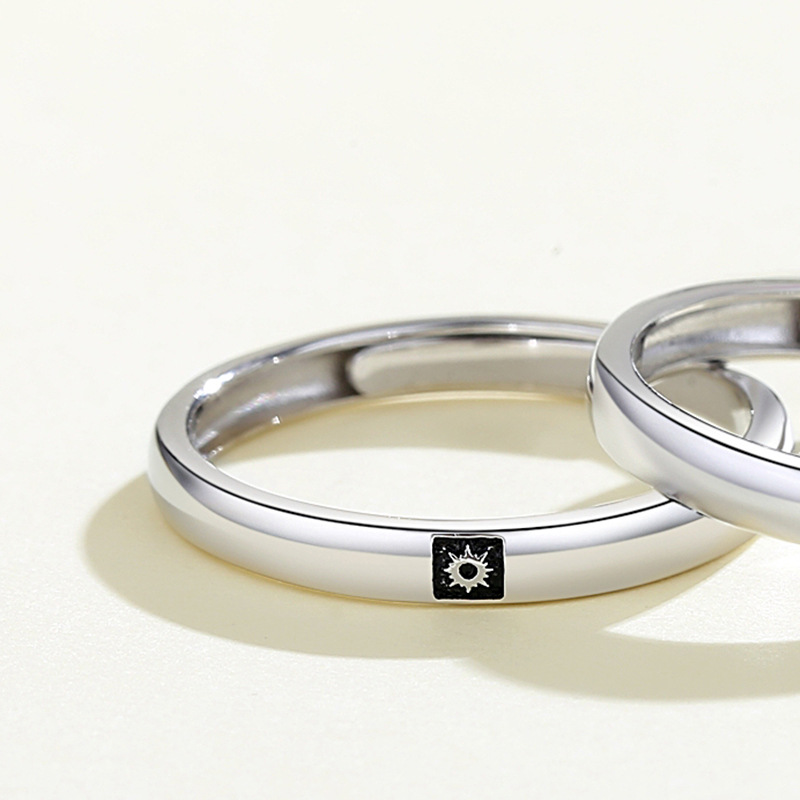 Sterling Silver Sun Moon Star Couple Ring Classic
