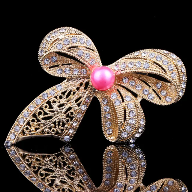 Diamond encrusted Bow Brooch High end Clothing Brooch Red - Shop at LoveMi