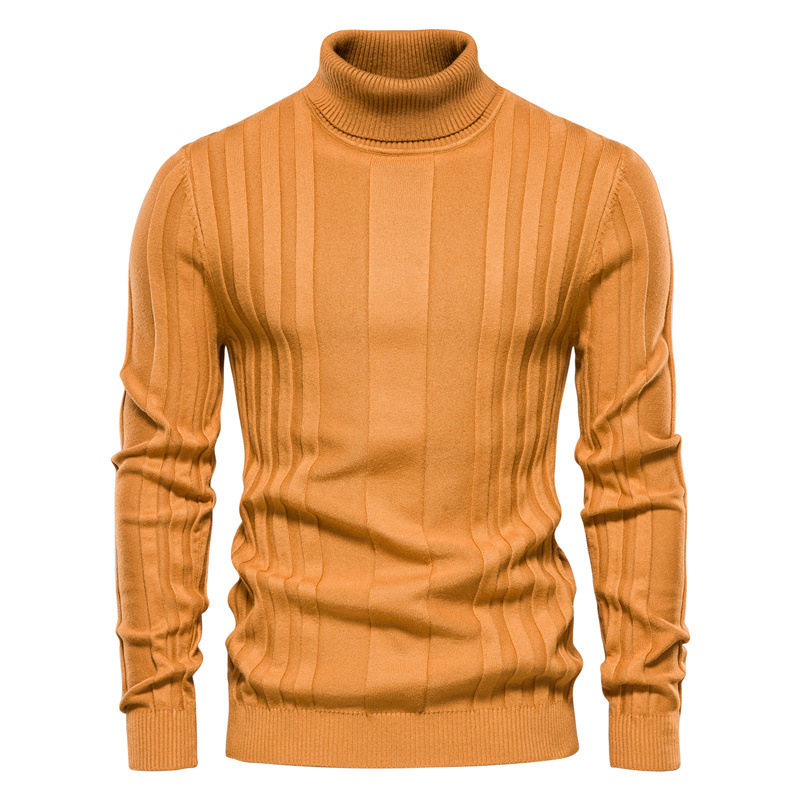 Men's Turtleneck Sweater Casual Knit Solid Color Pullover