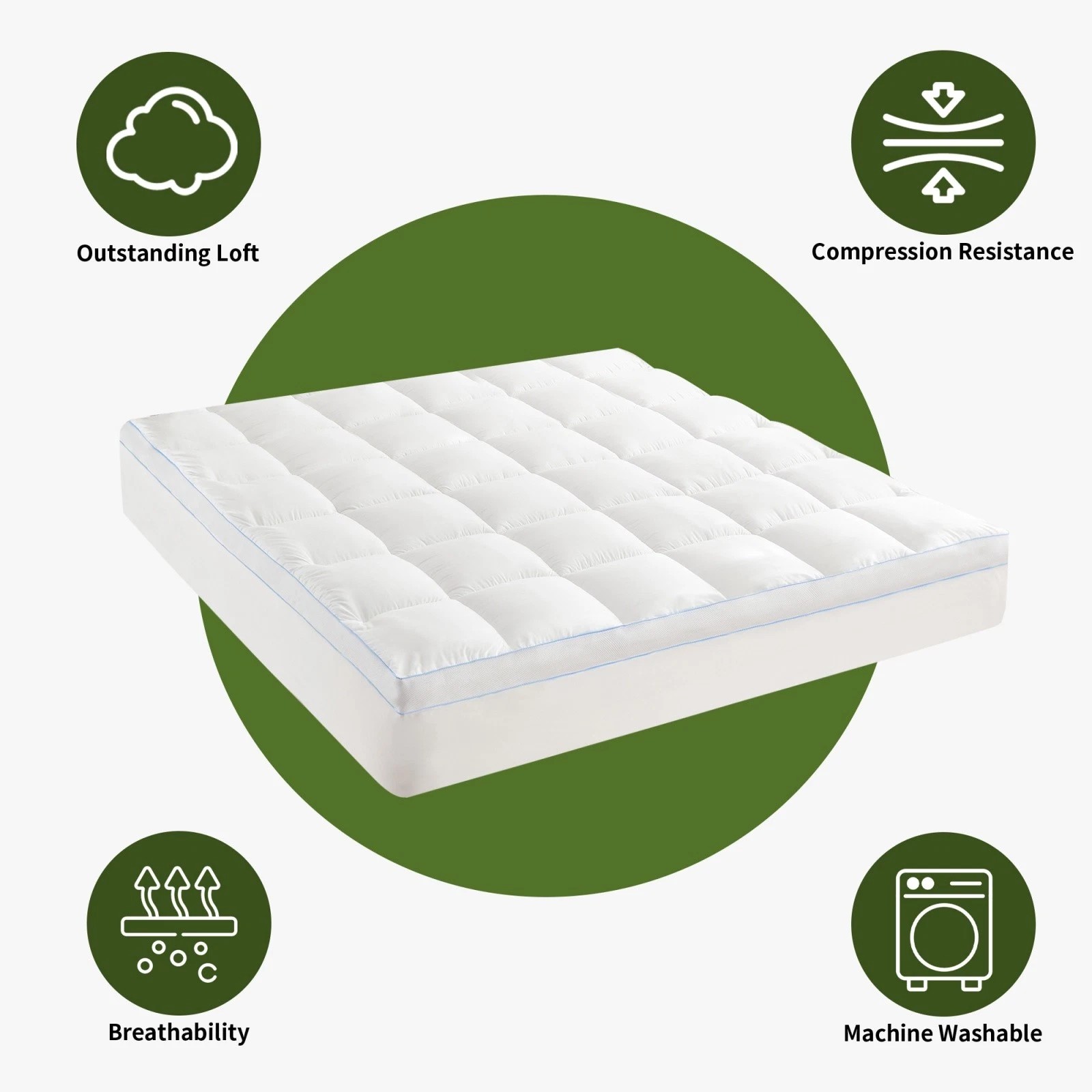 1500GSM Bamboo Mattress Topper Extra Thick 10CM Bed Topper