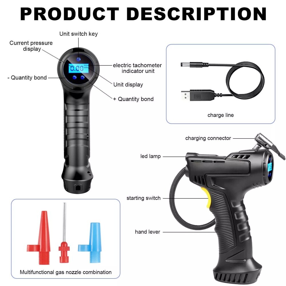 Car Tyre Inflator  Cordless  12V Electric Car Tire Air Compressor