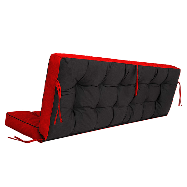 Outdoor Swing Cushions 55 Inch,Waterproof 4in  Thick Porch Swing Cushion Replacement With Backrest And Ties,Comfortable 2-3 Seat Pation Swing Pad For Backyard,Garden,Lawn,Outdoor Furniture Red — view 4