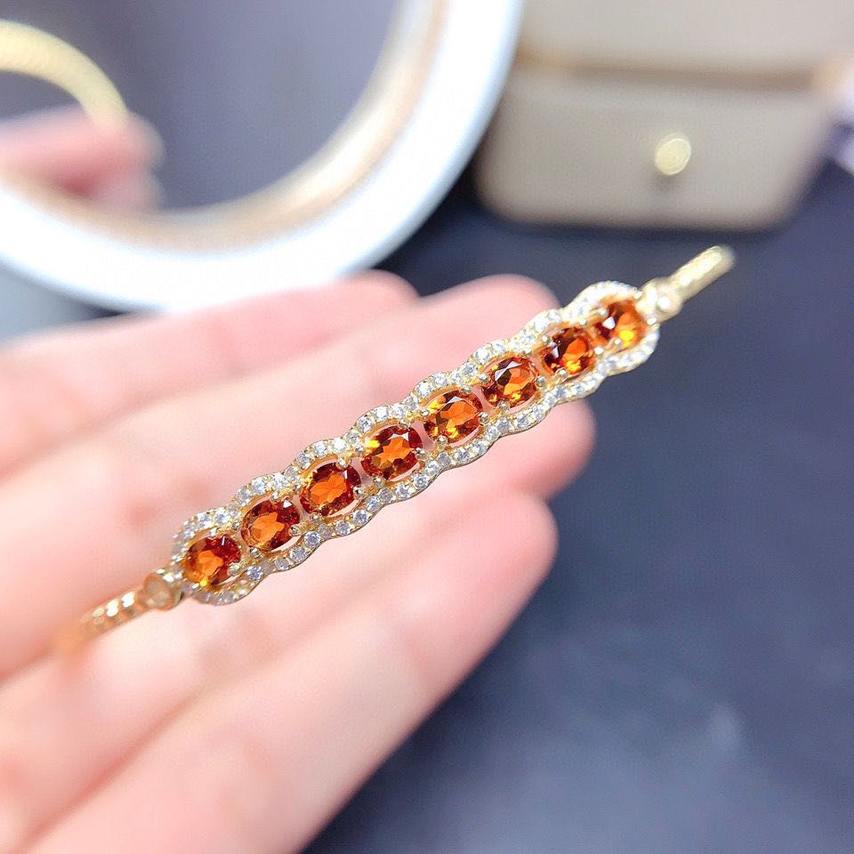 Natural Lucky Citrine Bracelet Female Crystal Silver Inlaid