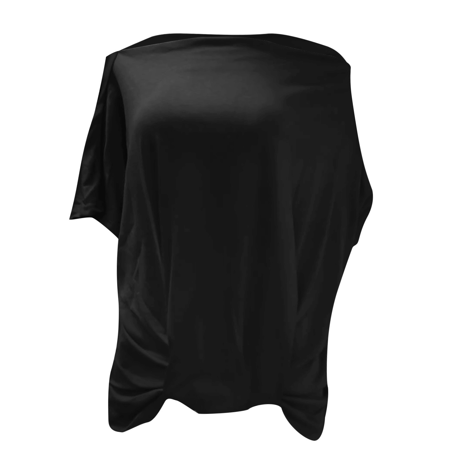 Women's Cross border Loose Short sleeved T shirt With Irregular Shoulders Black - Shop at LoveMi