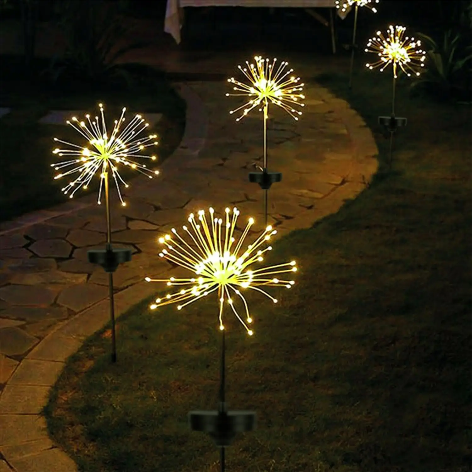 2Pcs Solar Powered Starburst Lights 240 LEDs Firework Lamp Garden Path Decor Lights For Spring Garden Decoration