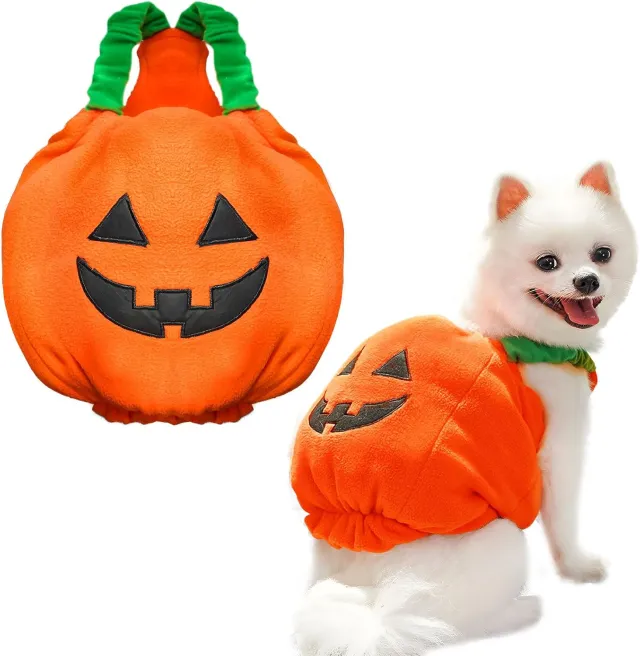 Funny Pumpkin Dog Halloween Costume Pet Dog Cat Thick Plush Pumpkin Decoration Shirt Clothes For Small Medium Dogs Cats Puppy Cute Halloween Party ... - Shop at LoveMi
