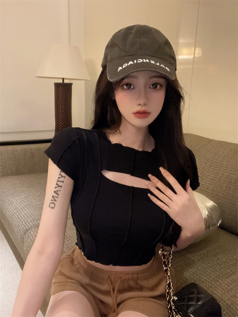 Women's Short Sleeve Chic Sexy Cropped Top