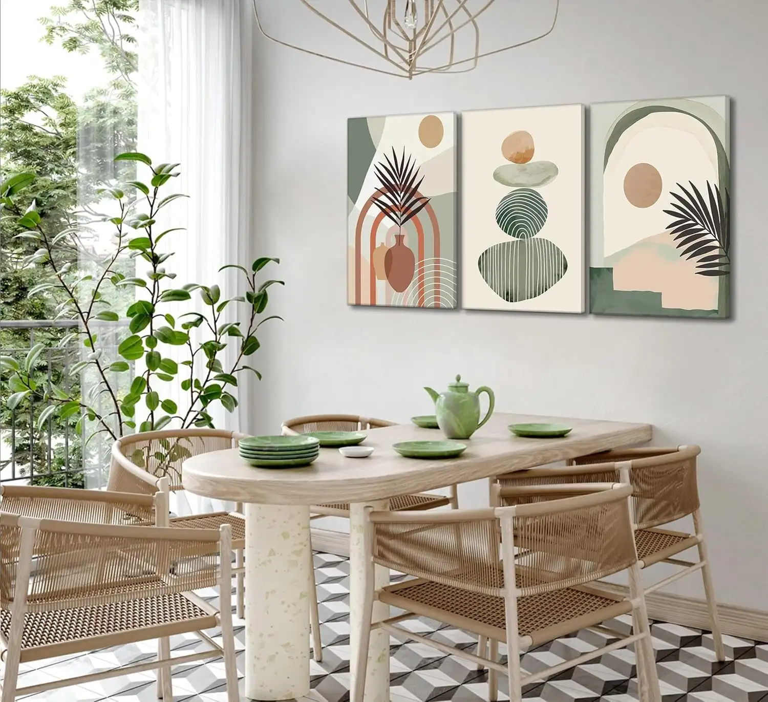 3 Pcs Boho Art Wall Decor Canvas Wall Art Decor Stretched And Framed Ready To Hang Size 12 X 16in
