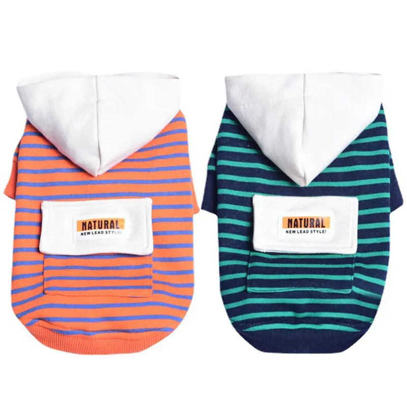 Sweater Small Dog Two-legged Clothes Striped Hooded Sports