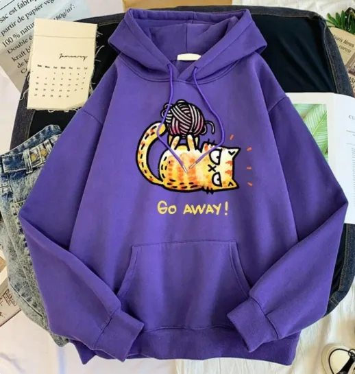 Creative Personality Pattern Hooded Sweater Purple - Shop at LoveMi