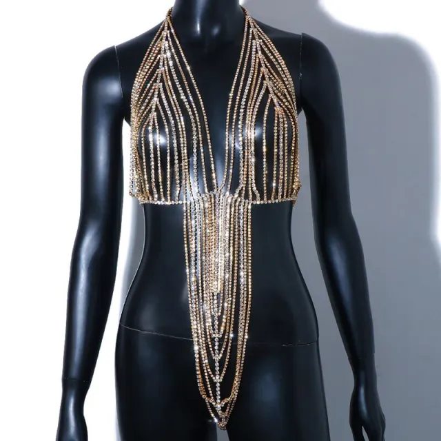 Fashion One piece Accessories Personalized Rhinestone Body Chain Female Gold - Shop at LoveMi