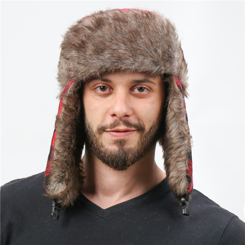 Men's And Women's Plaid Lei Feng Hat Windproof Outdoor Skiing