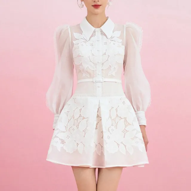 Embroidered Floral Jumpsuit Short A line Skirt White - Shop at LoveMi