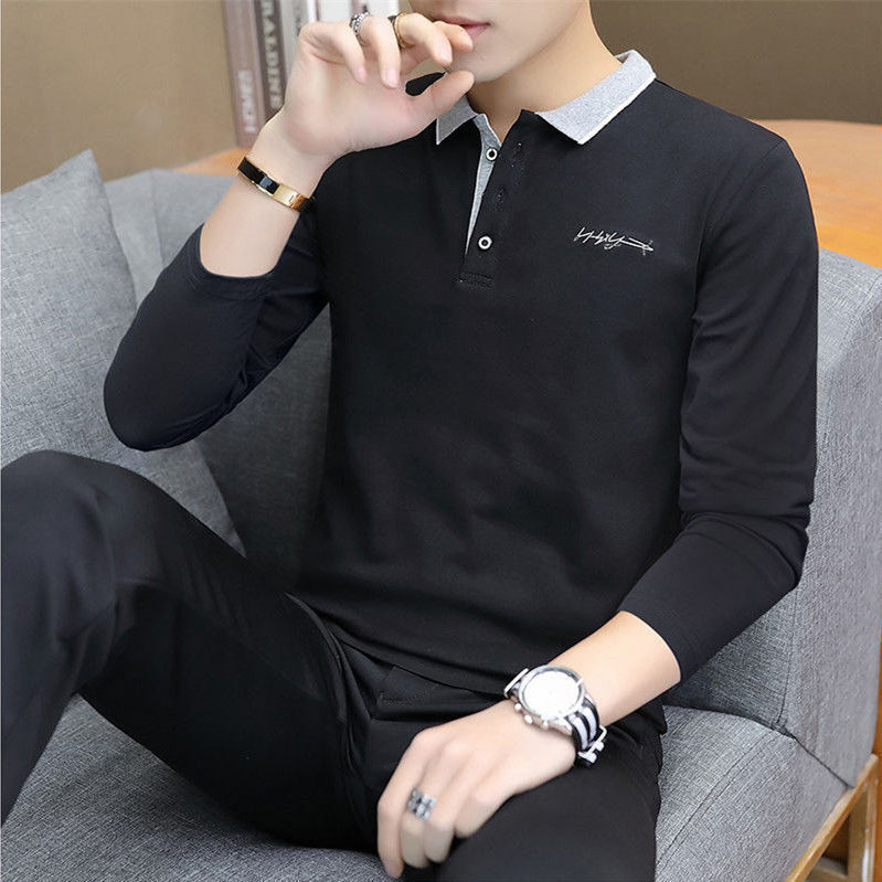 Title 3, Mens Long-sleeved Polo Shirt Top Mens Clothin...