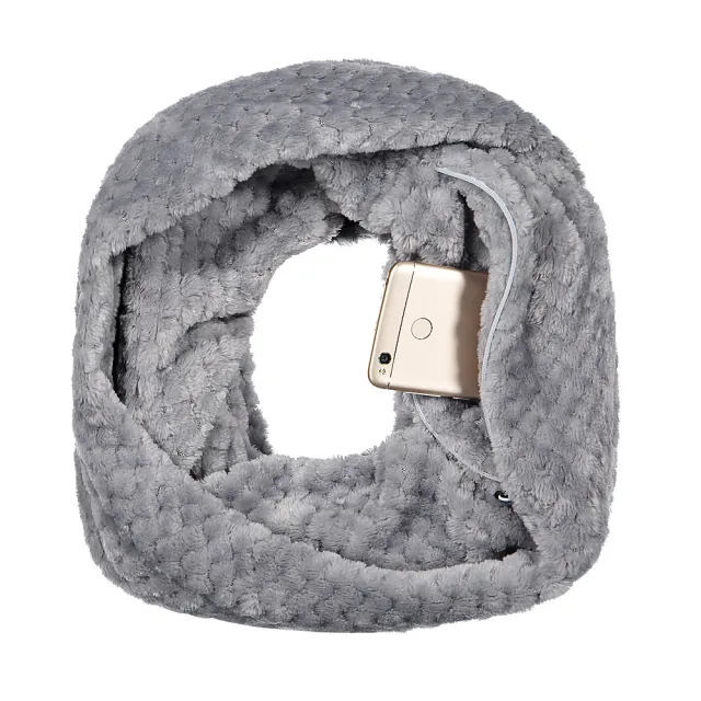 Warm Scarf Unlimited Zipper Travel Pocket Bib Grey - Shop at LoveMi