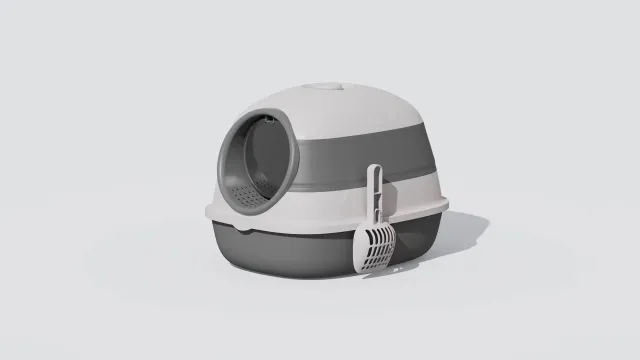 Soft Plastic Collapsible Cat Litter Basin Fully Enclosed Grey - Shop at LoveMi