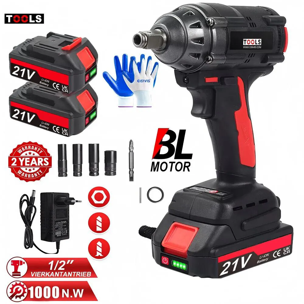 10o0 Nm Cordless Impact Wrench, Ratchet Brushless