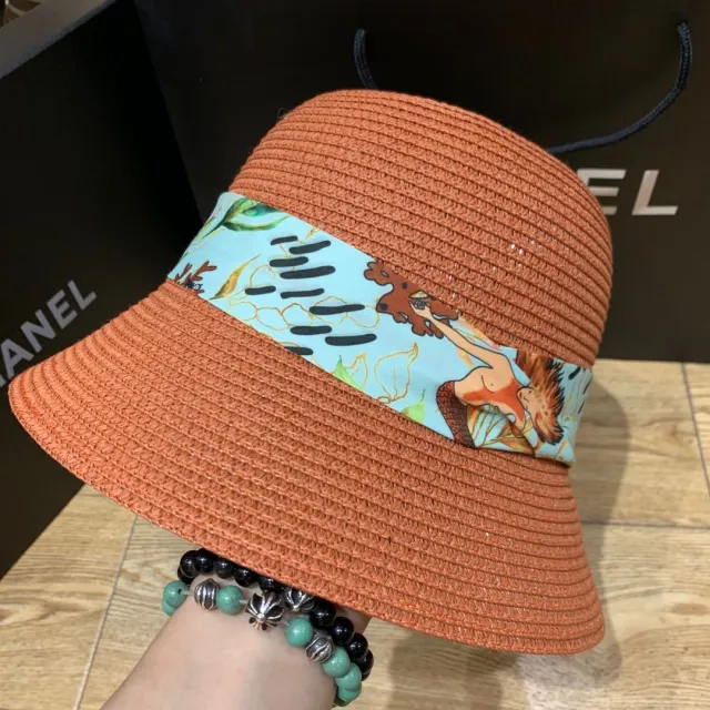 New Mermaid Ribbon Sunscreen Sunshade Bucket Hat Orange - Shop at LoveMi