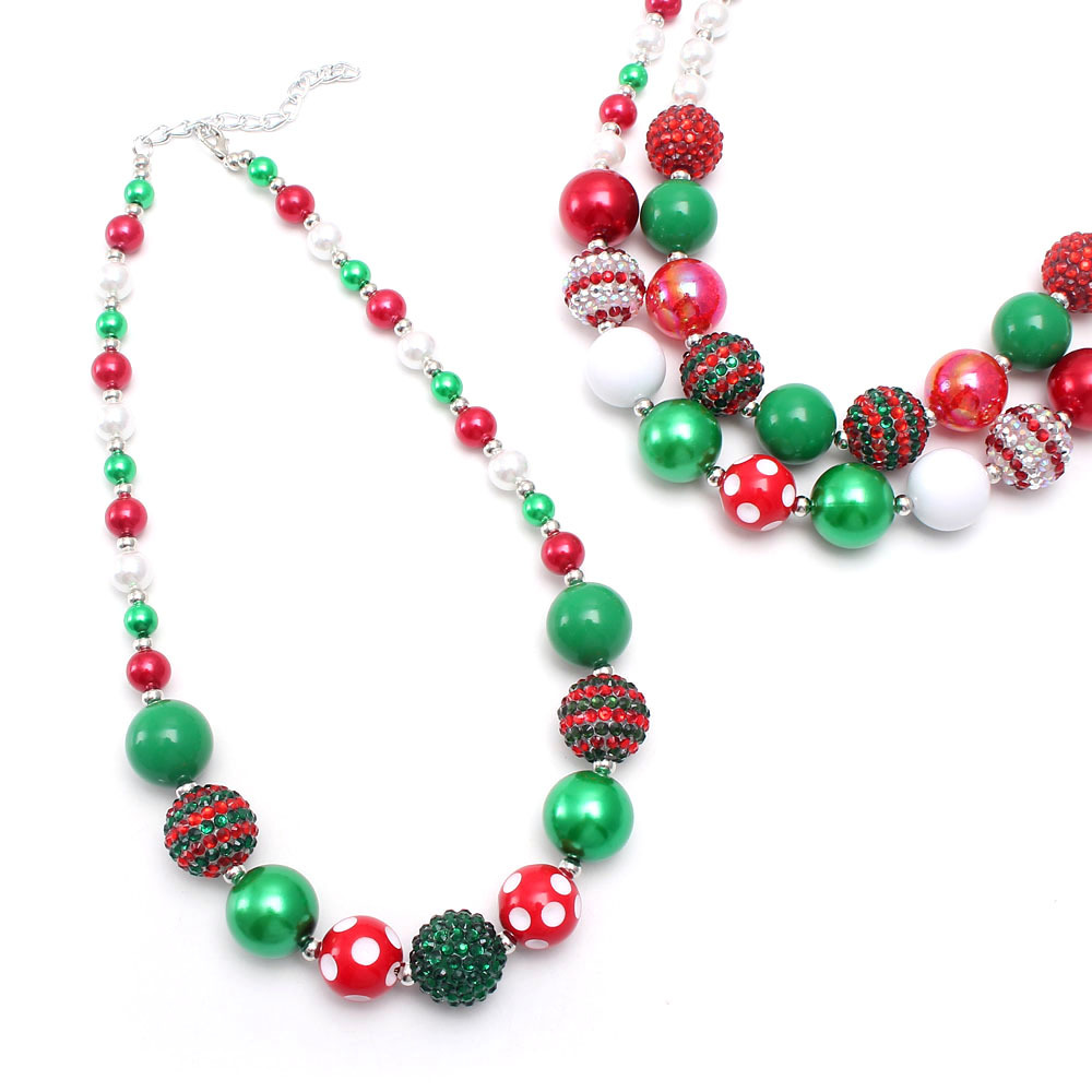 عقد خرز بسيط بنمط عيد الميلاد للأطفال