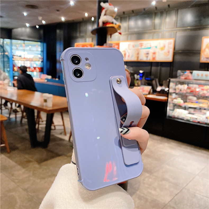 Compatible with Apple, Simple Solid Color IPhone12 11promax Mobile Phone Case Mini Stand Soft Shell - Image 6