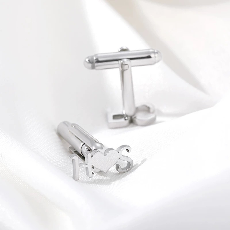 Stainless Steel Name Earrings Initials Men's Shirt Buttons — foto 2