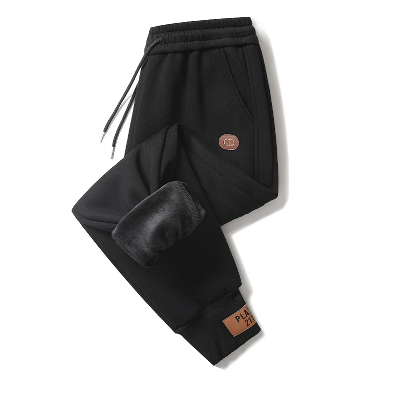 Men's Casual Fleece Thickened Warm Loose Straight Leggings
