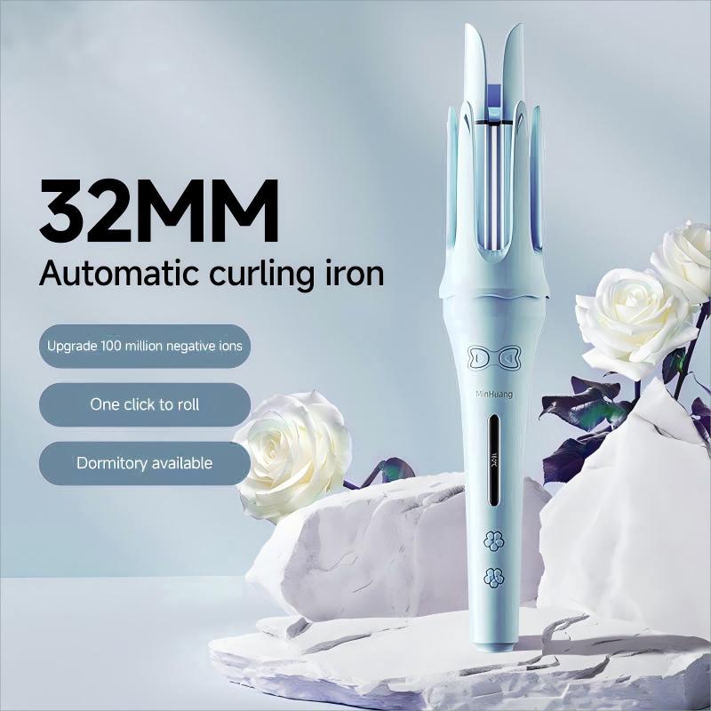 Fully Automatic 32mm Long lasting Styling Large Curls And Waves Negative Ion Curling Iron Blue - Shop at LoveMi