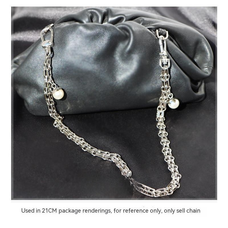 Title 3, 12mm Wide Silver With Pearl Bag With Chain Shou...