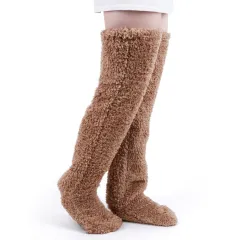 Home Floor Socks Sleeping Coral Thickened And Fleece - Brown - View 1